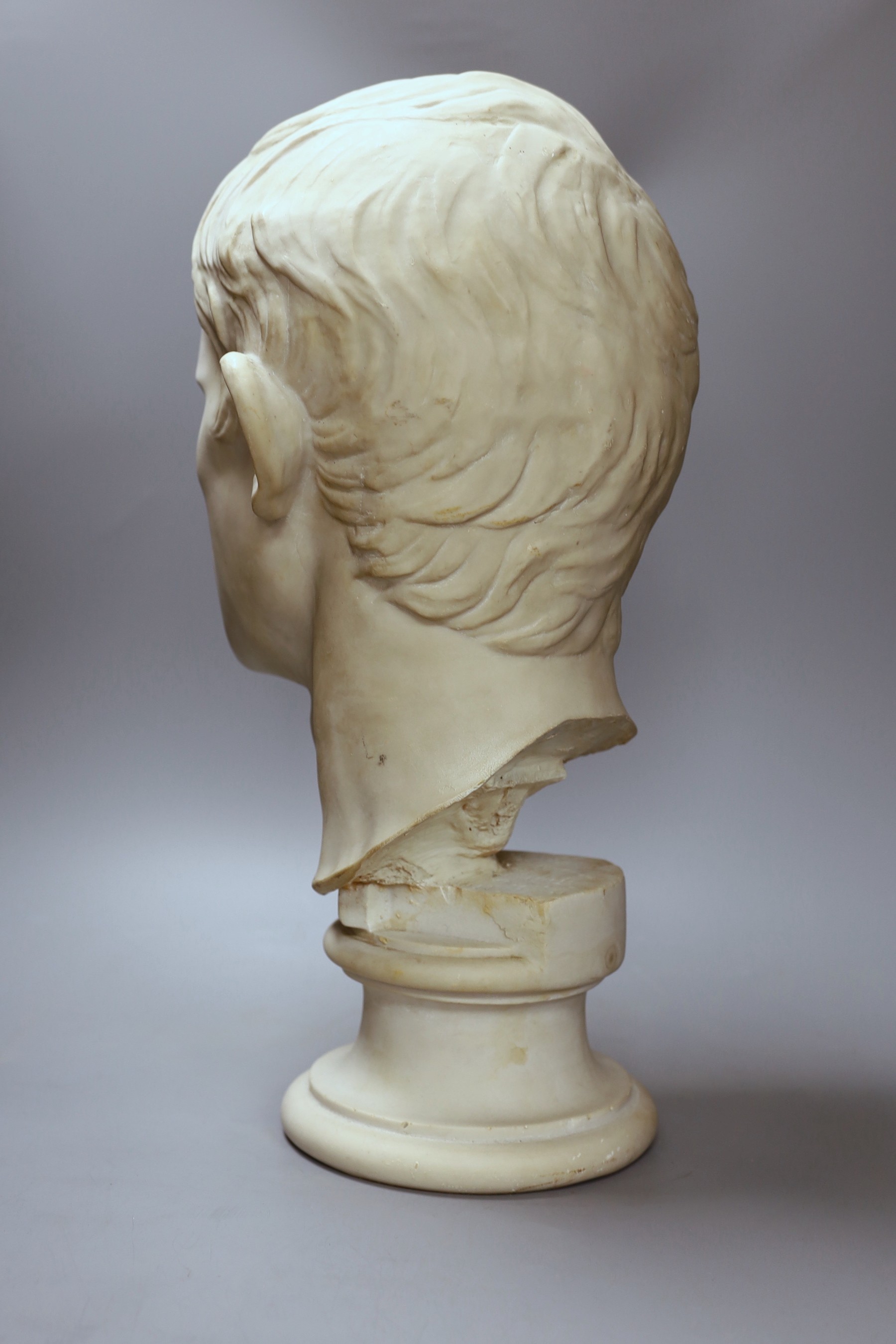 A resin classical bust of Julius Caesar, 50 cms high